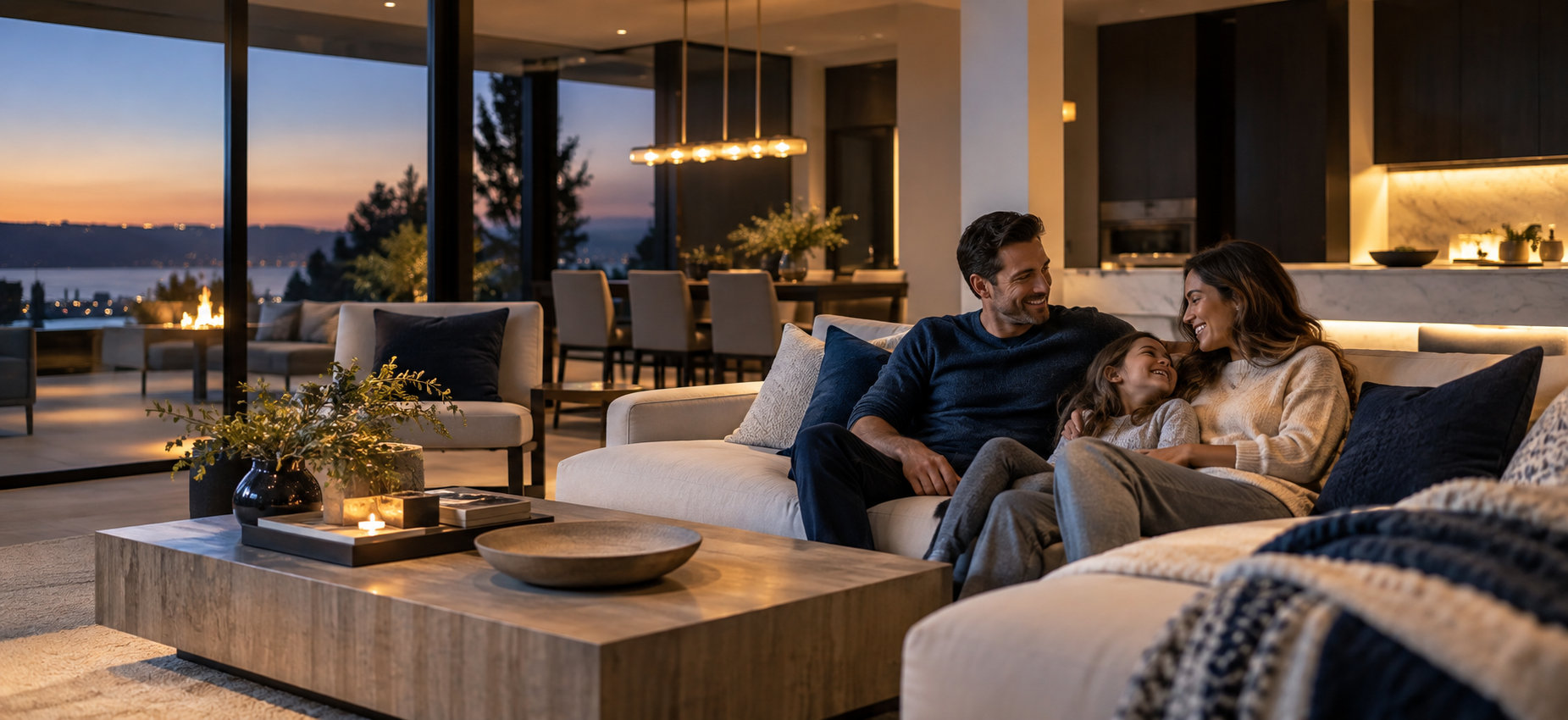 A family sharing time at home